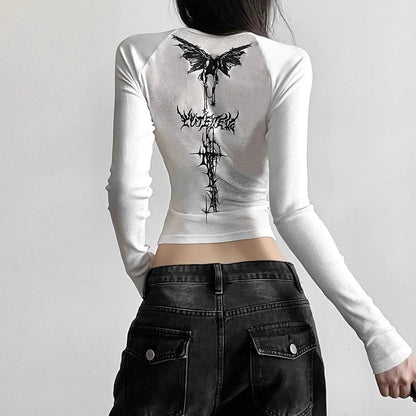 Gothic Long Sleeve Crop Top